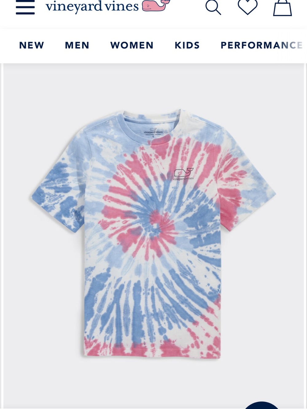 Vineyard Vines Kids Spiral Tie-Dye Tee in Blue & Pink